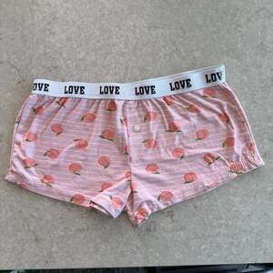 Not Tired Pink and White Striped Peach Print Lounge Boxer Shorts